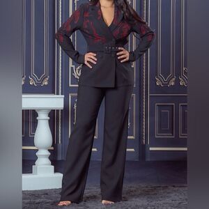 Red rhinestone pants suits
